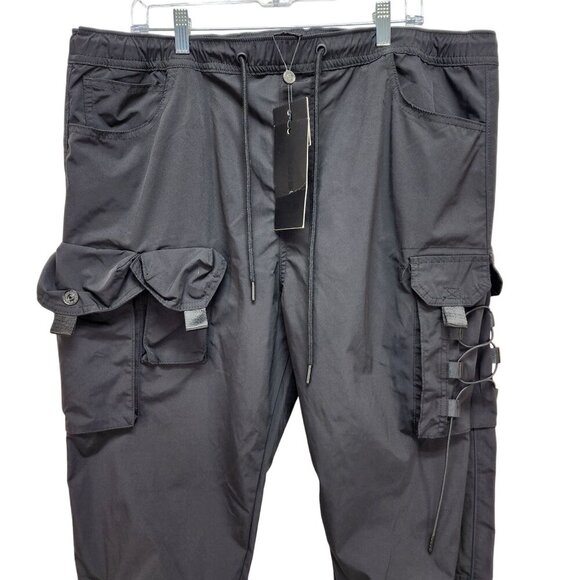 Mens Decibel 2XL Black Cargo Jogger Pants With Elastic Waist & Ankle Cuffs - Picture 10 of 16